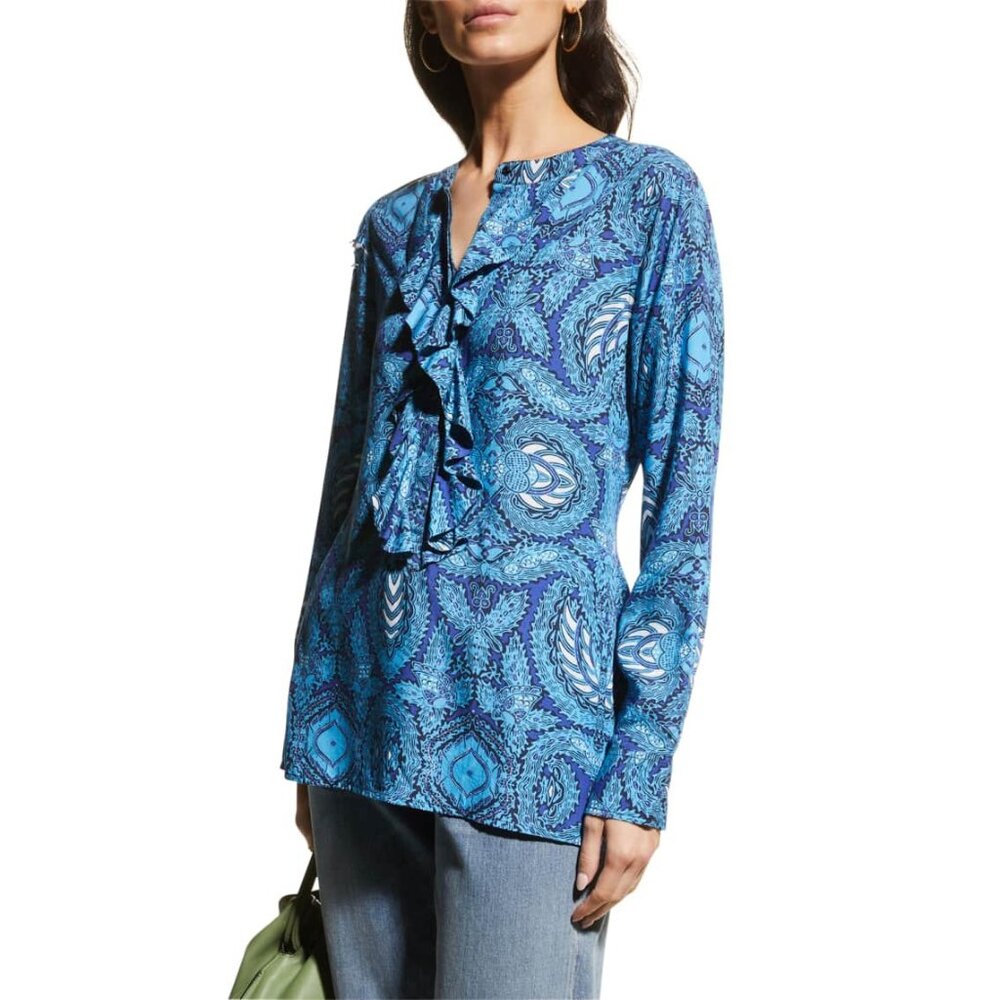 NWT Figue Lotti Printed Ruffle Top M